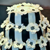 Playful brown-and-white striped cake with flowers